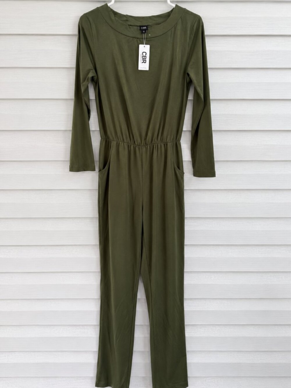 NWT CBR Olive Green Jumpsuit M Long Sleeve Utility Casual